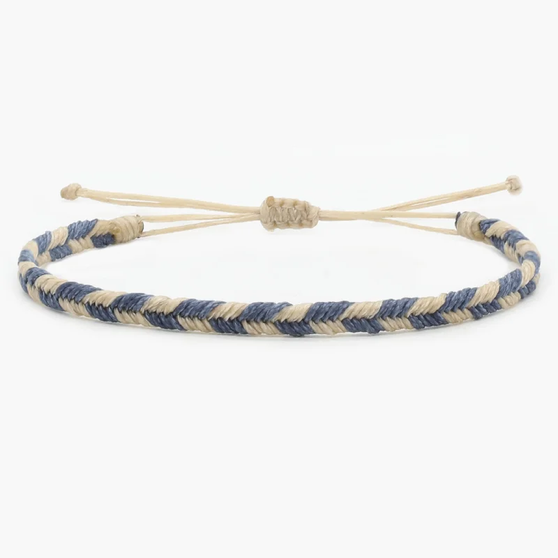 women dainty bracelets -Mini Braided "Java" Bracelet (Cream/Dusty Blue)