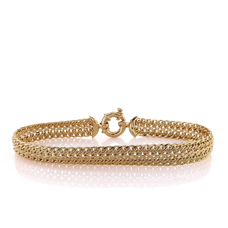 women affordable bracelets -Estate 14k Yellow Gold 8" Polished Intertwined Link Bracelet