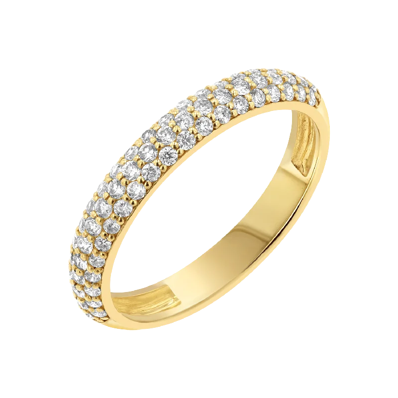 women moonstone rings -Three Row Pave Diamond Band