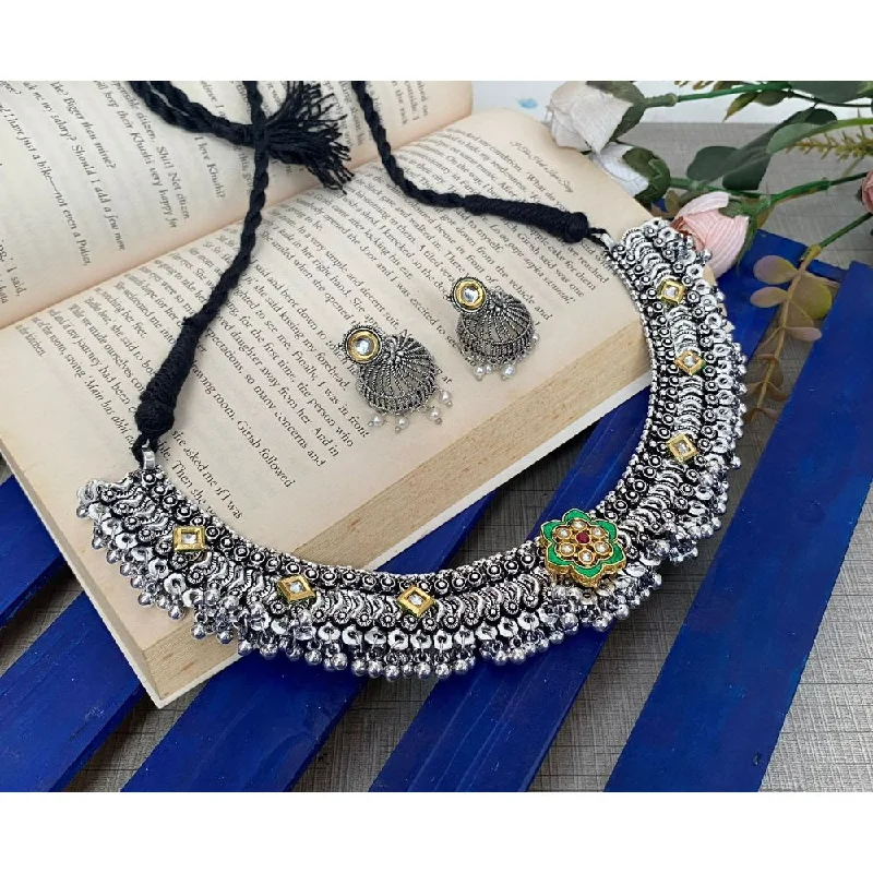 women bridal jewelry necklaces -Akruti Collection Oxidised Necklace Set