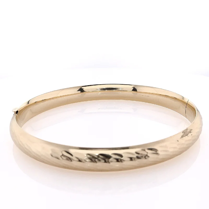 women bangles sets -Estate 14 Karat Yellow Gold Hinged Bangle Bracelet