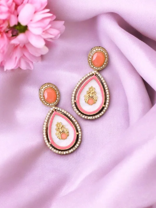 women custom earrings -Coral Pritika Danglers