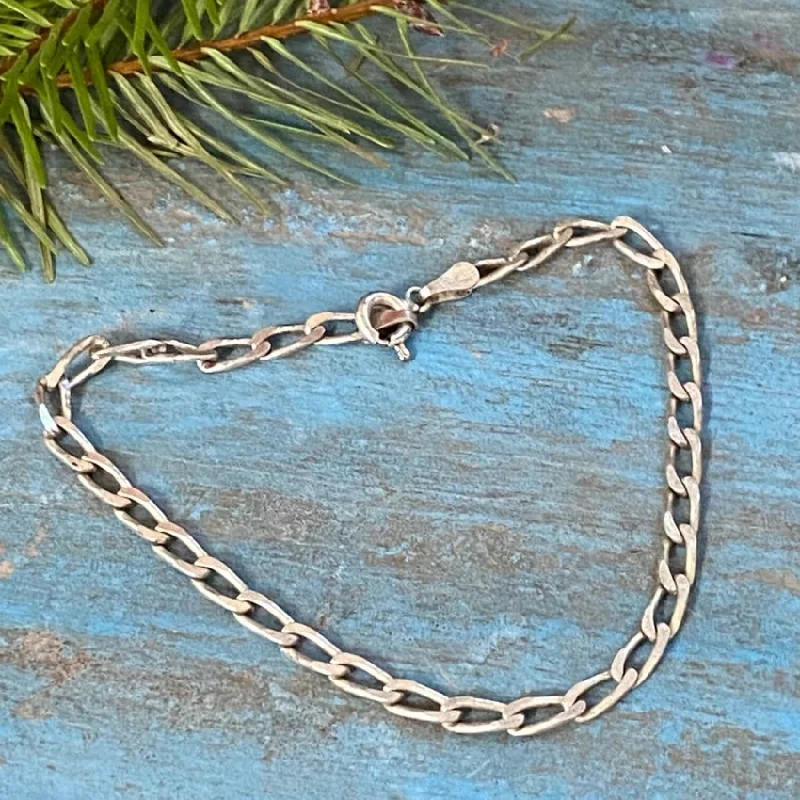 women gold bracelets -Vintage Sterling Silver Chain Bracelet