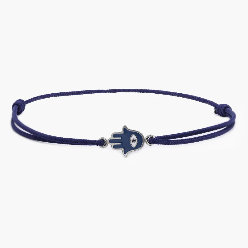 women gold plated bangles -Rope Hamsa Bracelet (Navy Blue)