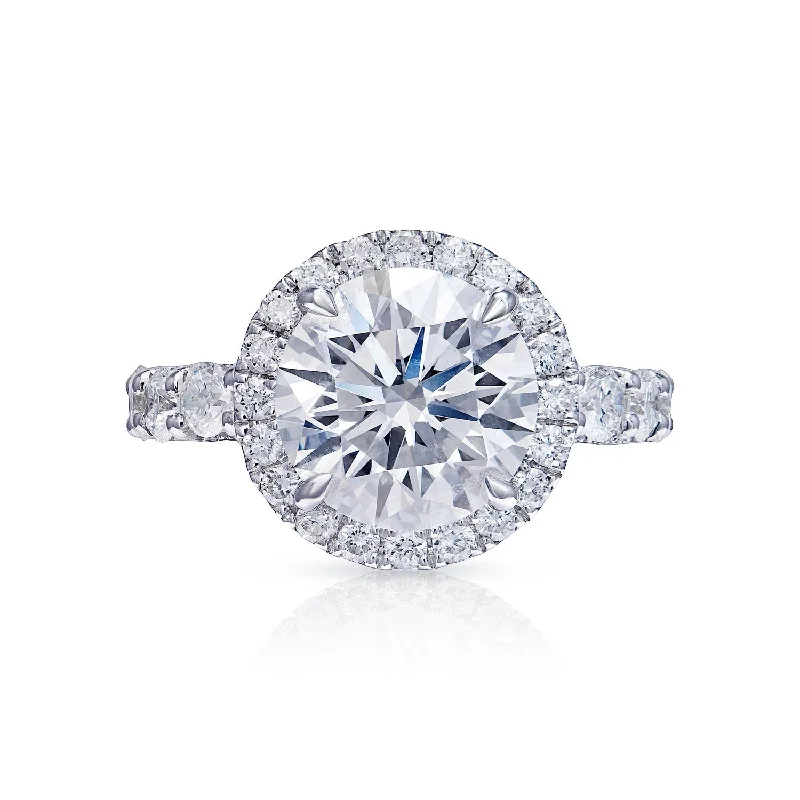 women sapphire engagement rings -Lacey 7 Carats G VS2 Round Cut Lab-Grown Diamond Engagement Ring in 18k White Gold