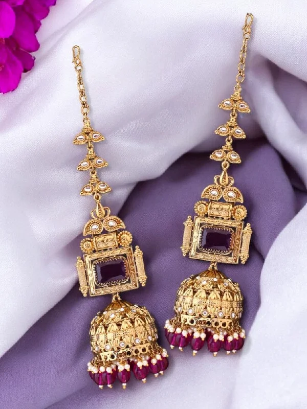 women luxury earrings for women -Purple Prithvika Sahara Jhumkis