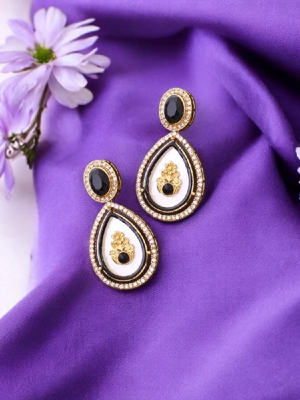 women festive earrings -Jet Pritika Danglers