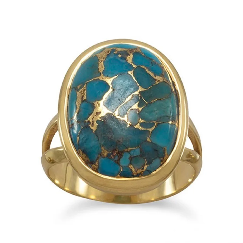 women promise rings -Copper-infused Turquoise Ring Gold-plated Sterling Silver