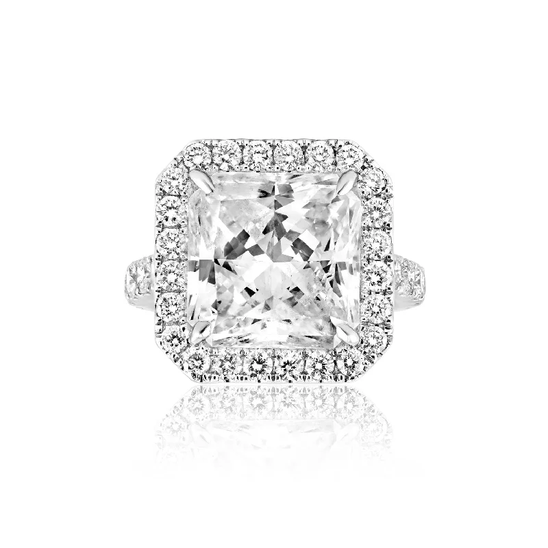 women diamond solitaire engagement rings -Aarna 13 Carat Radiant Cut Diamond Engagement Ring in 18k White Gold