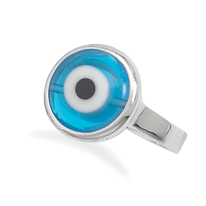 women promise rings -Evil Eye Ring Blue Rhodium-plated Sterling Silver, 6