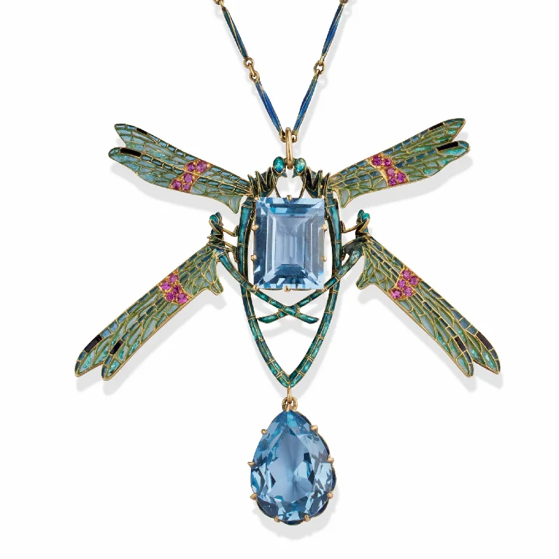 women casual necklaces -René Lalique "Four Damselflies" Pendant Necklace