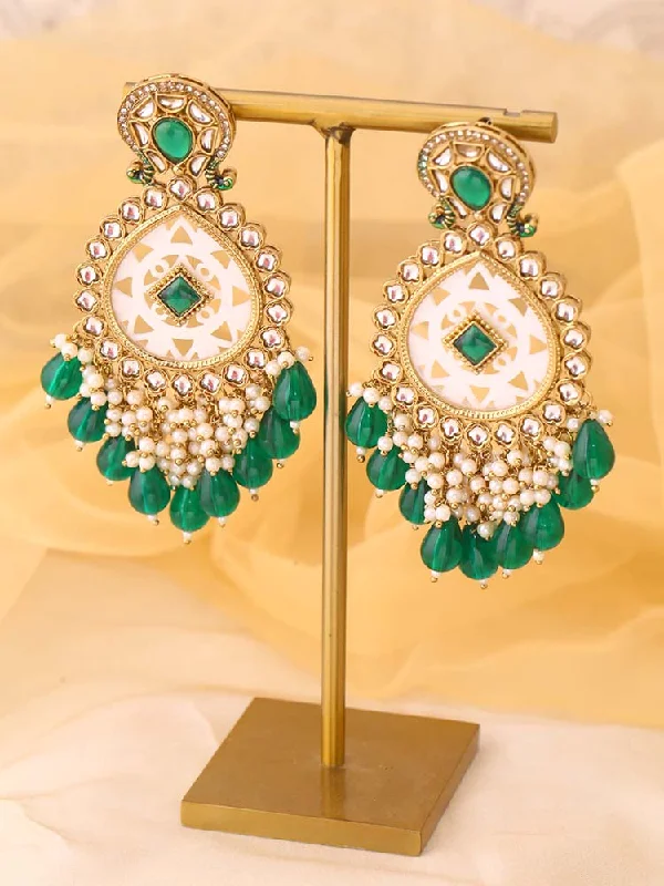 women dainty earrings -Emerald Bani Chandbalis