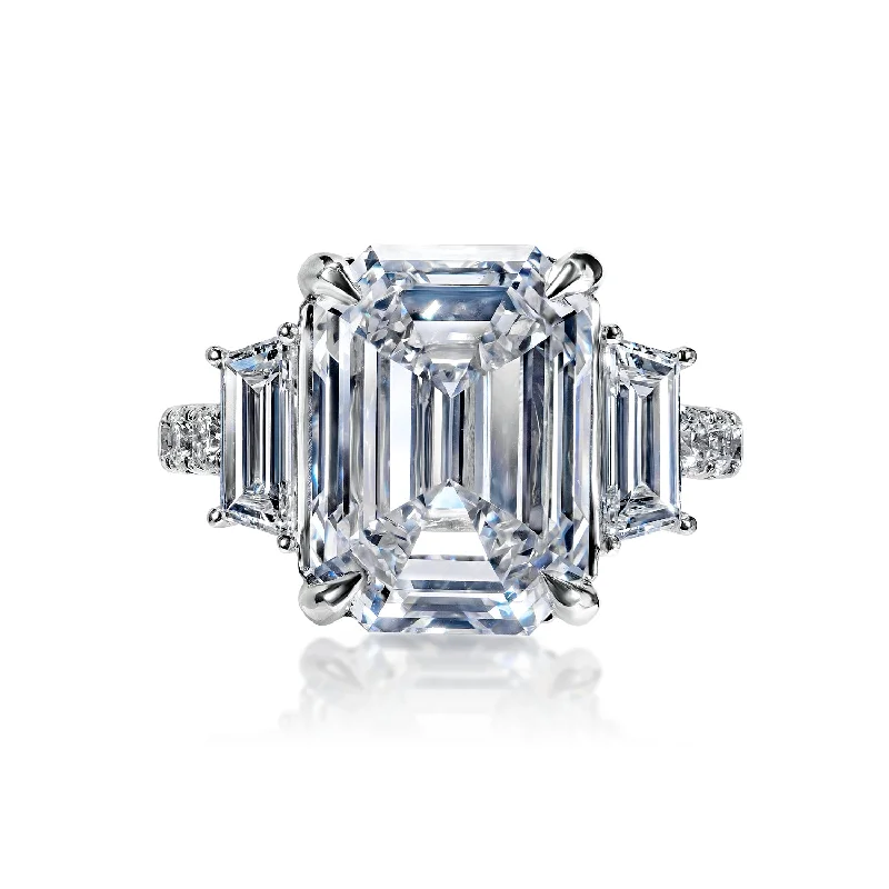 women matching engagement rings -Adelina 11 Carats F VVS2 Emerald Cut Diamond Engagement Ring in 18k White Gold. GIA Certified By Mike Nekta