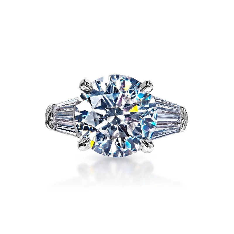 women solitaire engagement rings -Alanna 6 Carats E VS1 Round Brilliant Diamond Engagement Ring in Platinum