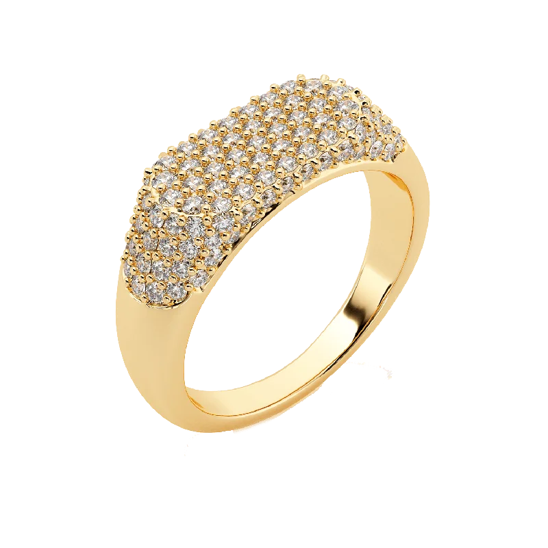 women custom rings -Diamond Pave Signet Ring