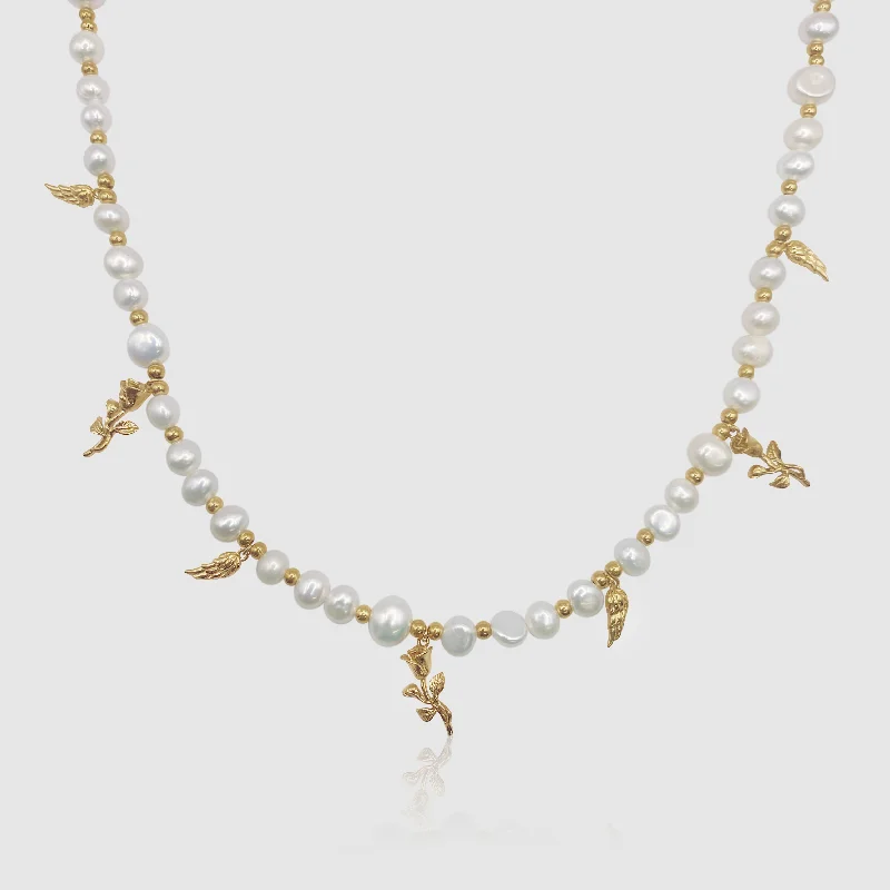 women nature-inspired necklaces -Pendant Real Pearl Necklace (Gold)