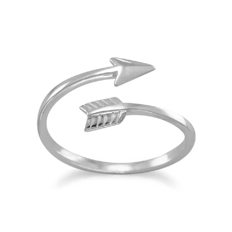 women delicate rings -Arrow Wrap Ring Rhodium-plated Sterling Silver - Nontarnish