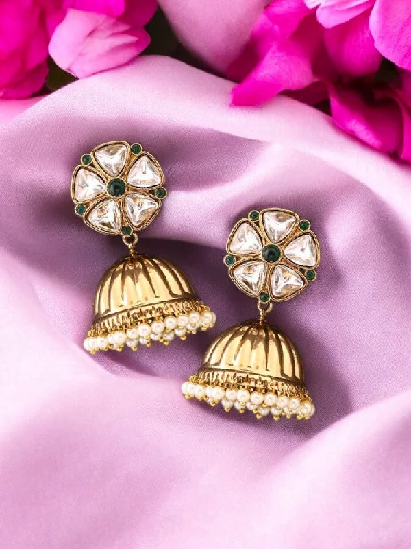 women hoop earrings for women -Emerald Bhagwati Jhumkis