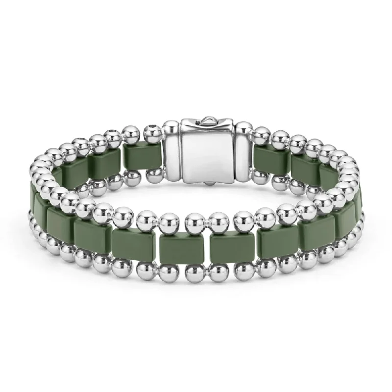 women elegant bangles -Lagos Anthem Matte Hunter Green Ceramic Link Bracelet