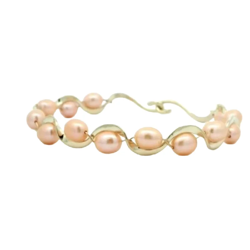 women bracelets -14k Gold Peach Pearl Ruffle Bracelet