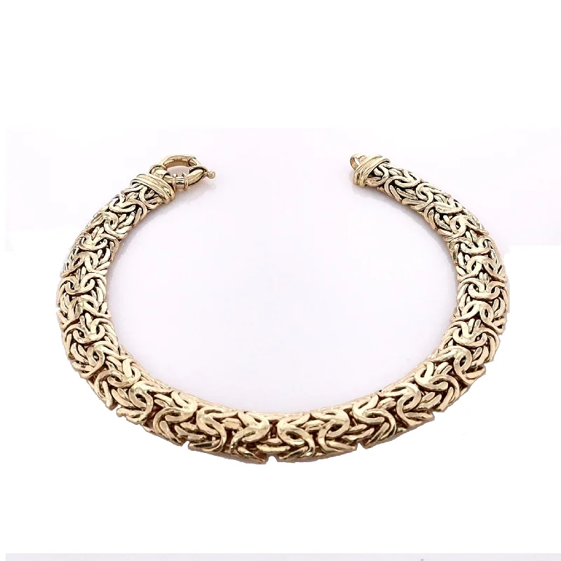 women engraved bracelets -Estate 14k Yellow Gold Byzantine Link with Spring Ring Clasp Bracelet