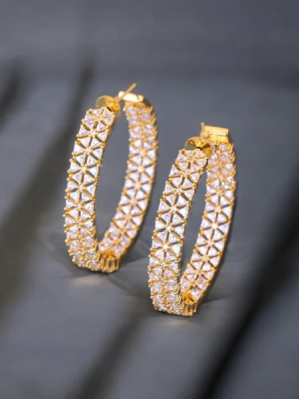 women pearl chandelier earrings -Golden Daleyza Zirconia Hoops