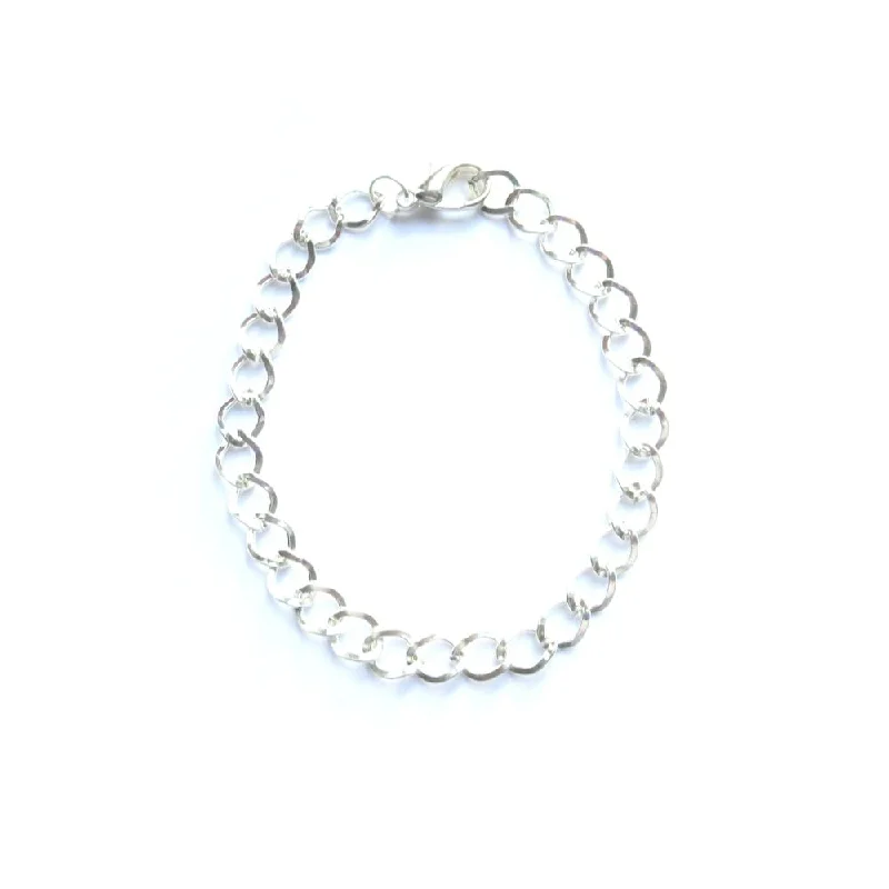 women dainty bracelets -5 Pcs Silver Plated 20cm 8" Charm Bracelet Curb Link With Lobster Clasp