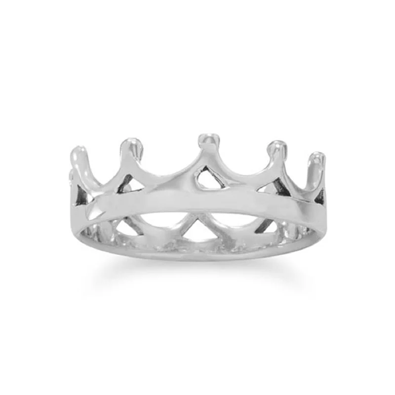 women classic engagement rings -Tiara Crown Ring Polished Sterling Silver