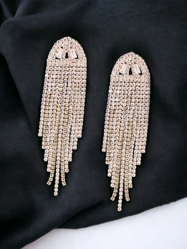 women luxury diamond earrings -Golden Irises Tassels