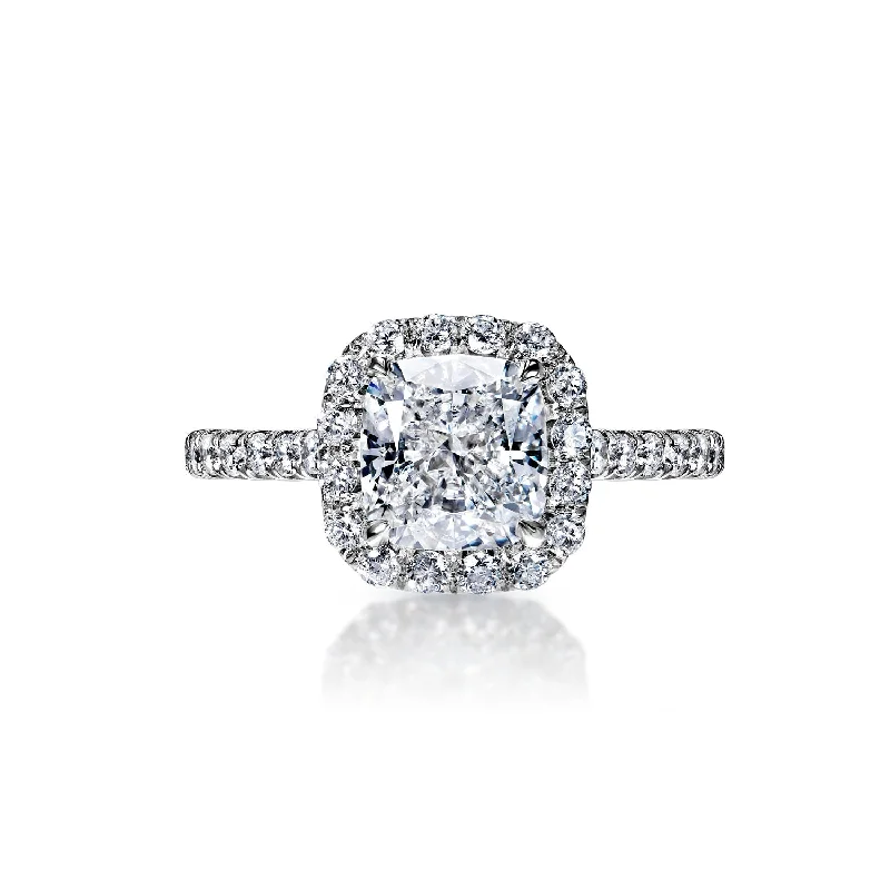 women unique engagement rings -Mallory 3 Carat E VS2 Cushion Cut Diamond Engagement Ring in Platinum By Mike Nekta