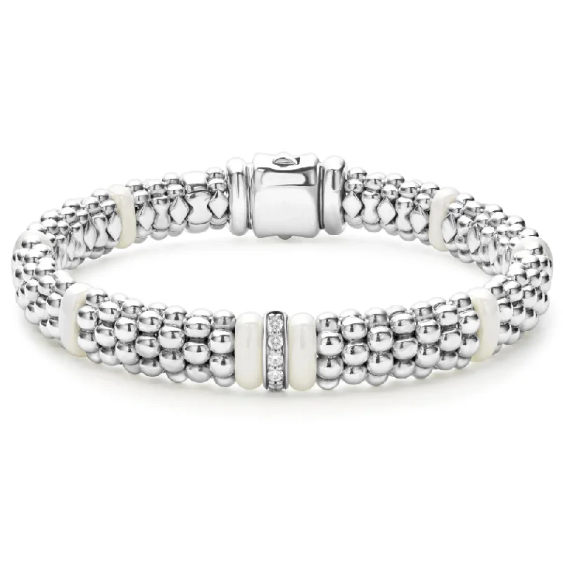 women customized charm bracelets -Lagos White Caviar Single Station Diamond Bracelet