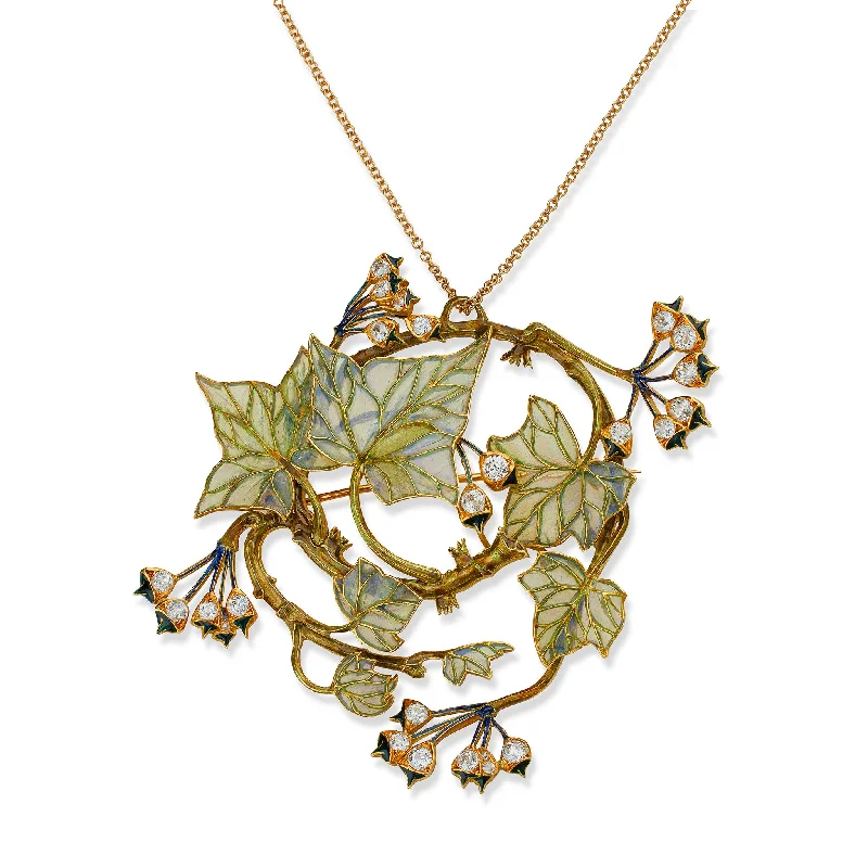 women personalized pendant necklaces -René Lalique "Ivy" Pendant Brooch/Necklace