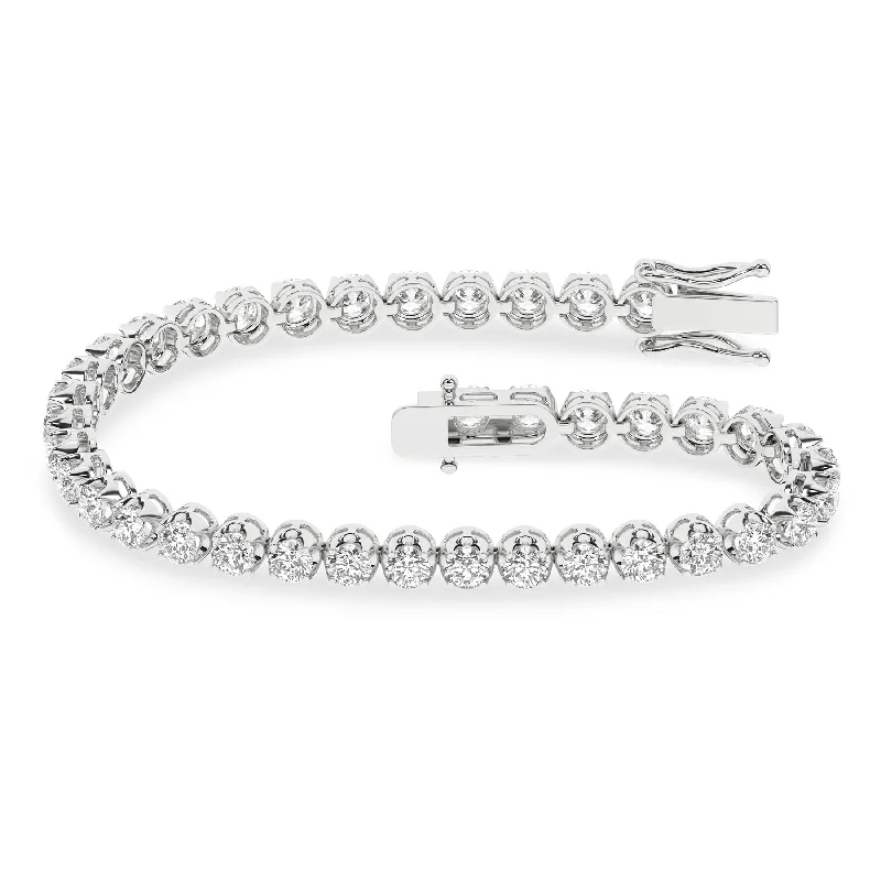 women elegant bracelets -5 Carat Round Lab Grown Diamond 14K Gold Crown Prong Tennis Bracelet