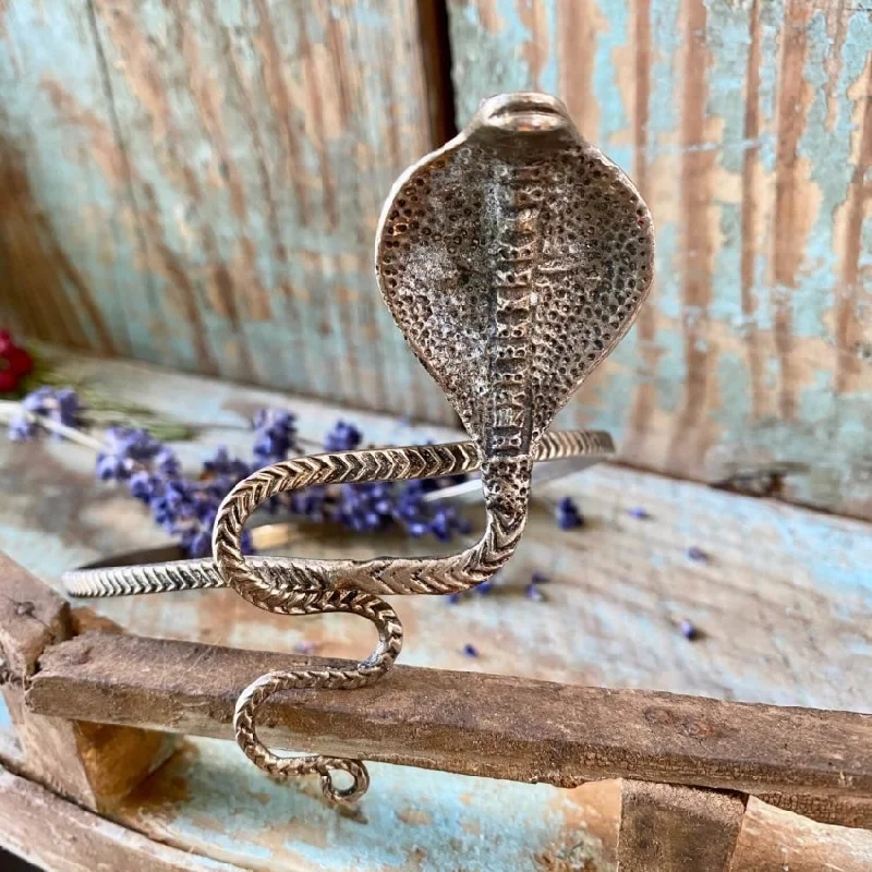 women birthstone bangles -Vintage Cobra Snake Upper Arm Bracelet