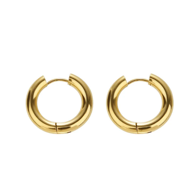 women emerald earrings -Classic Gold Chunky Hoop Earrings jlt11678