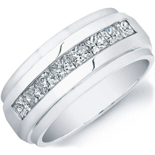 women modern solitaire engagement rings -1.00 Ct. Men's Princess Cut Diamond Ring 8mm Width G Color VS1 Clarity