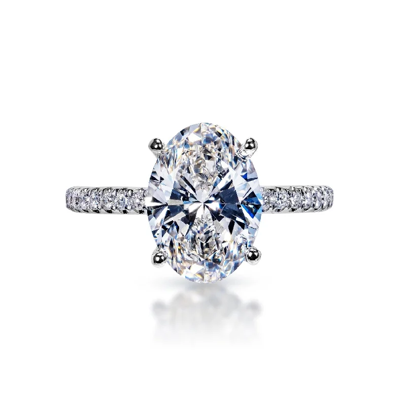 women classic engagement rings -Lacie 3 Carats I VS2 Lab Grown Oval Cut Diamond Engagement Ring in 18k White Gold