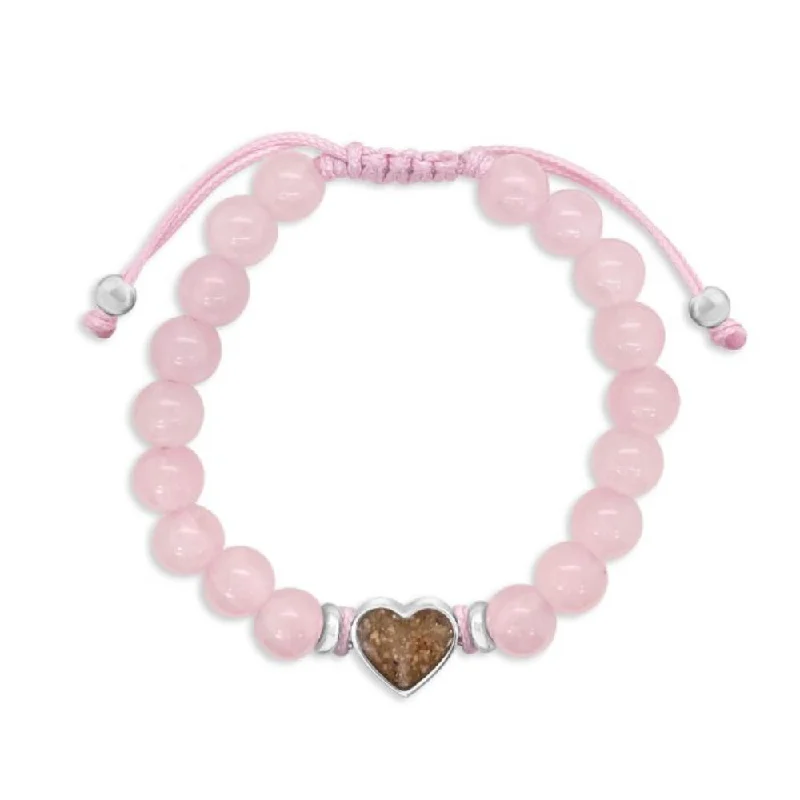 women layered bangles -Dune Beaded Bracelet Adjustable - Heart - Rose Quartz