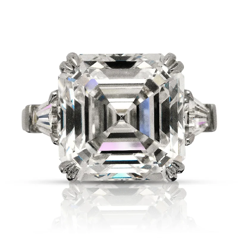 women three-stone engagement rings -ATHENA 13 CARAT ASSCHER CUT G COLOR VVS2 CLARITY DIAMOND ENGAGEMENT RING PLATINUM GIA CERTIFIED 12 CT G VVS2 BY MIKE NEKTA