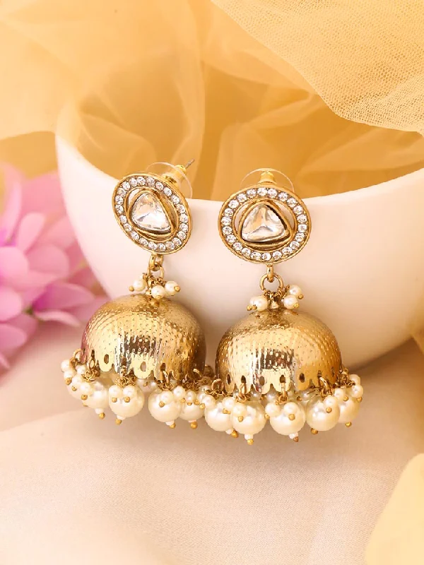 women diamond earrings -Ivory Aindra Jhumkis