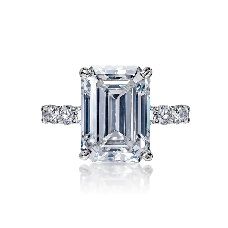 women modern engagement rings -Francesca 10 Carats G IF Emerald Cut Diamond Engagement Ring in 18k White Gold. GIA Certified By Mike Nekta