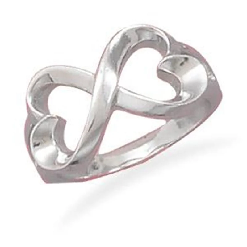 women gemstone rings -Infinity Hearts Ring Rhodium-plated Sterling Silver - Nontarnish, size 8