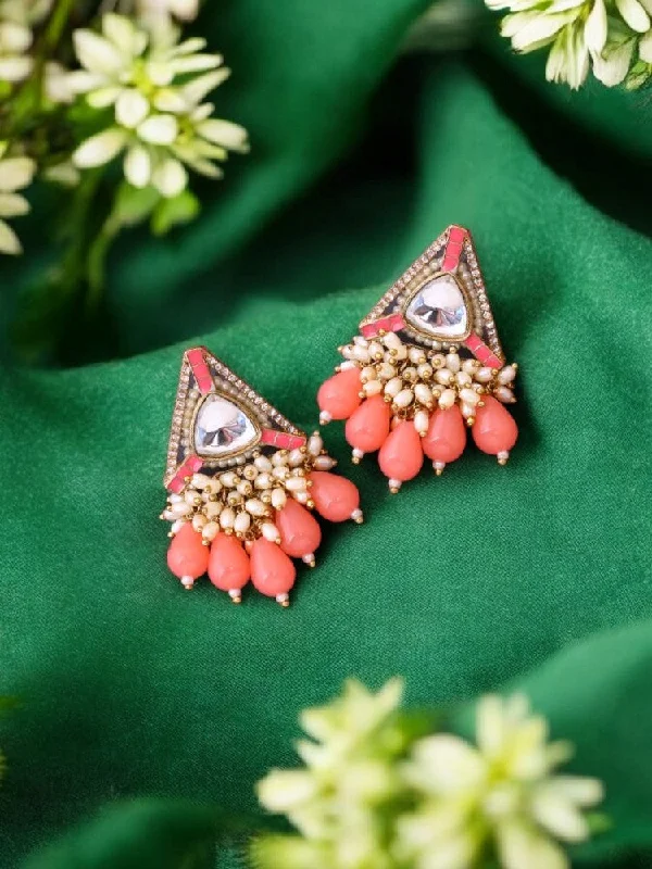 women delicate drop earrings -Coral Nita Danglers