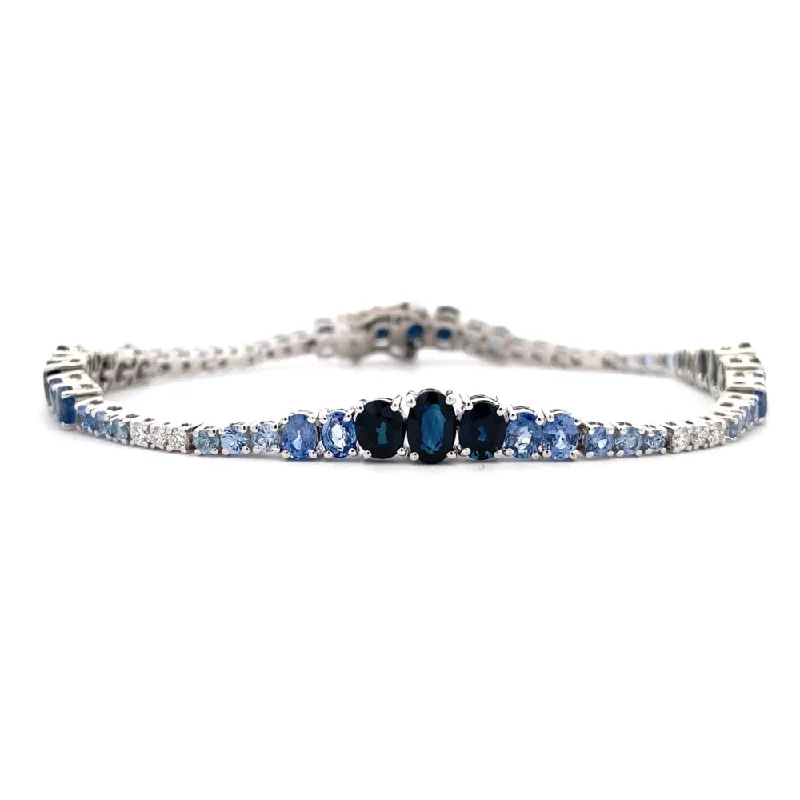 women chain bracelets -Bellarri Princessa 14k Sapphire and Diamond Bracelet