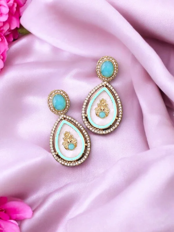 women elegant stud earrings -Turquoise Pritika Danglers