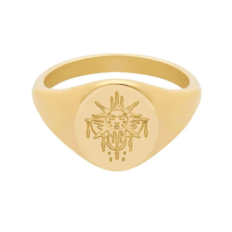 women simple gold rings -Live By The Sun Signet Ring