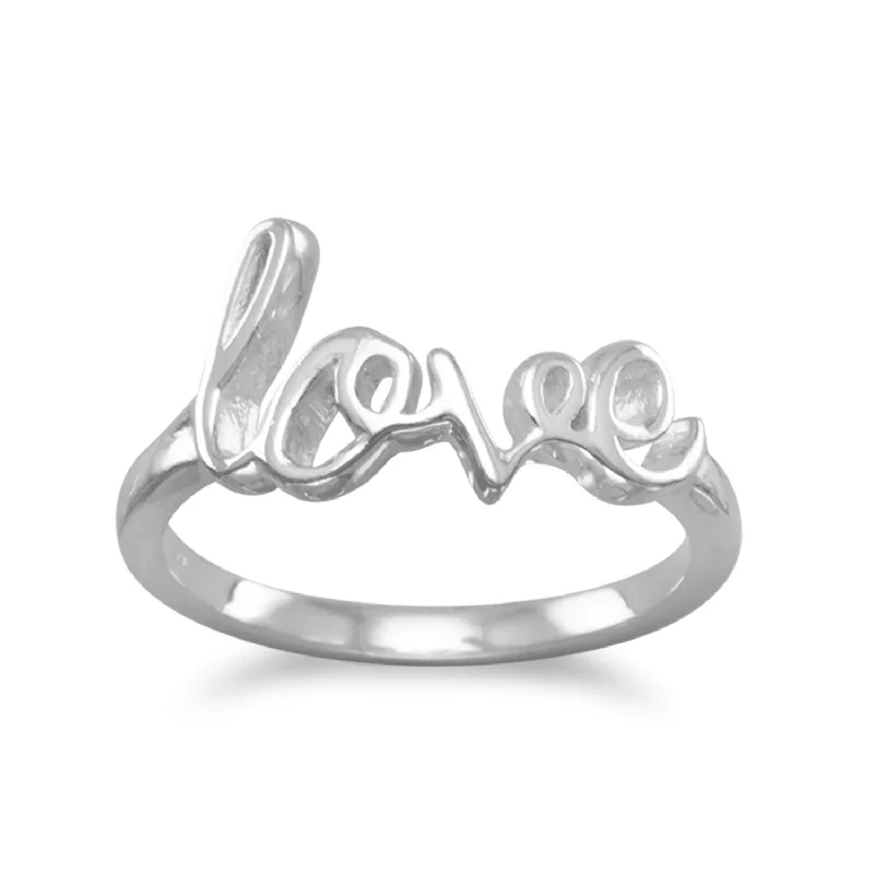 women infinity rings -Sterling Silver Love Ring Script Cursive Writing