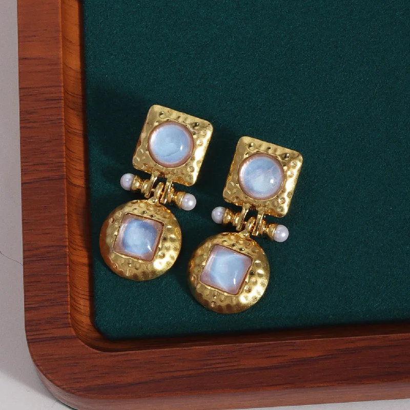 women flower earrings -Abalone Shell  White Pearl Pin Earrings JLT12793