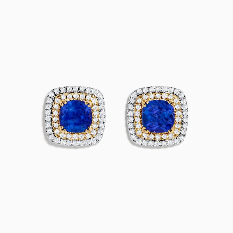 women gold hoop earrings for women -Nahla Siri 14K White & Yellow Gold Tanzanite and Diamond Stud Earrings