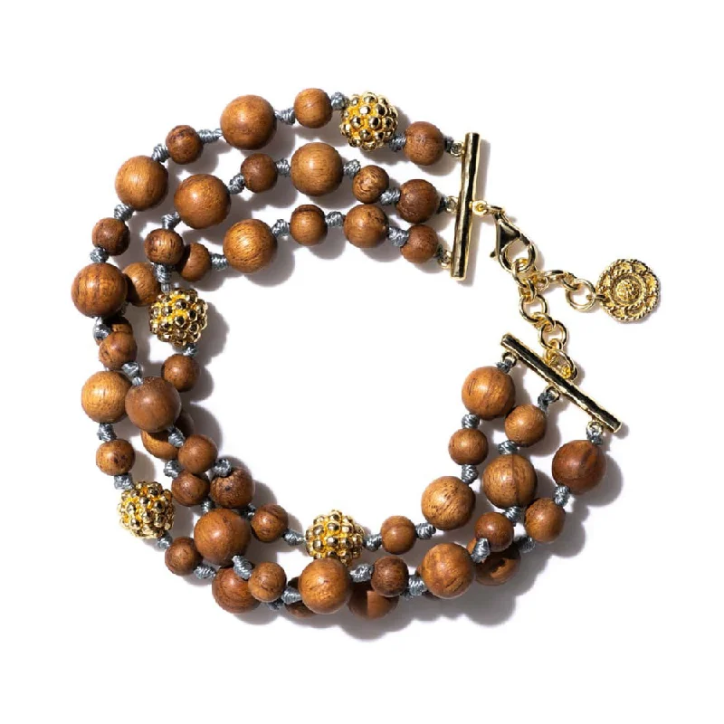 women beaded bangles -Capucine De Wulf Earth Goddess Beads Bracelet in Teak